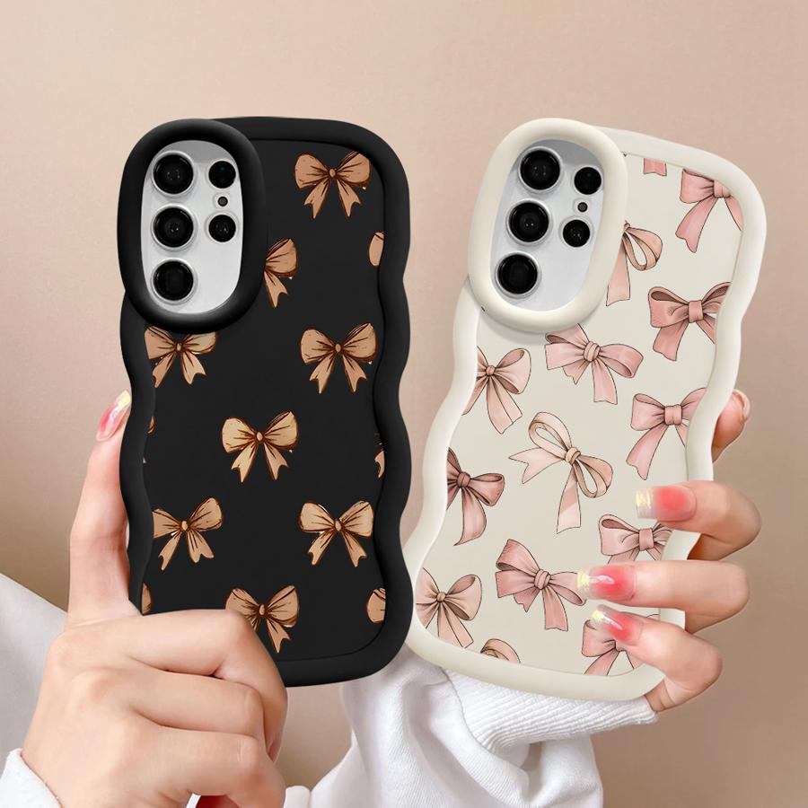 Soft Phone Cover Case for Samsung Galaxy S20 FE S21 A26 A25 S24 S25 S23 Plus S22 Ultra A54 A24 A35 A55 A34 A36 Pink Bow