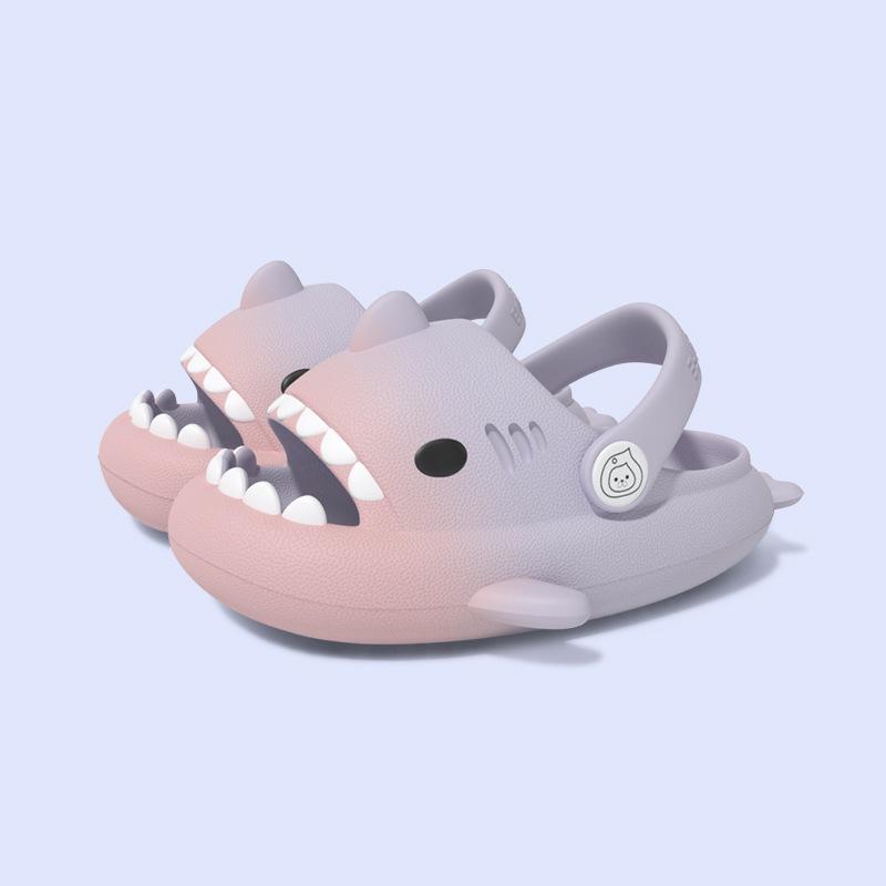 Gradient Shark Kids Non-Slip Summer Clog Slippers – Cute, Soft Sole for Boys and Girls 13 cm розовый/фиолетовый