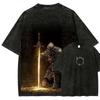Dark Souls Lordo Sepolcrale Nito & Falò Lavaggio Vintage Oversize Unisex Streetwear T-shirt Donna e Uomo