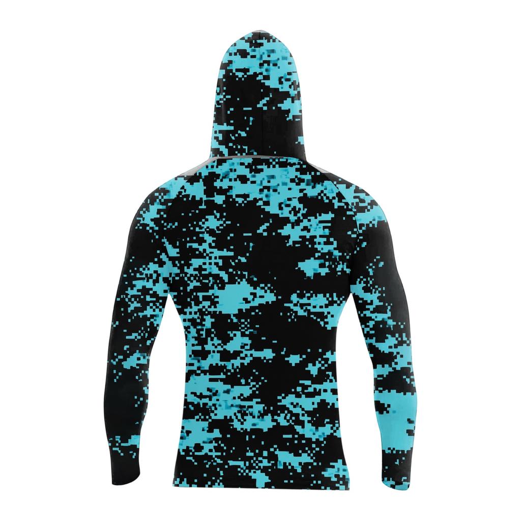 Maglia da Sole Leggera a Maniche Lunghe con Cappuccio e Copertura Facciale Integrata, Traspirante, Resistente ai Raggi UV, Top da Pesca e per Attività all'Aperto da Uomo