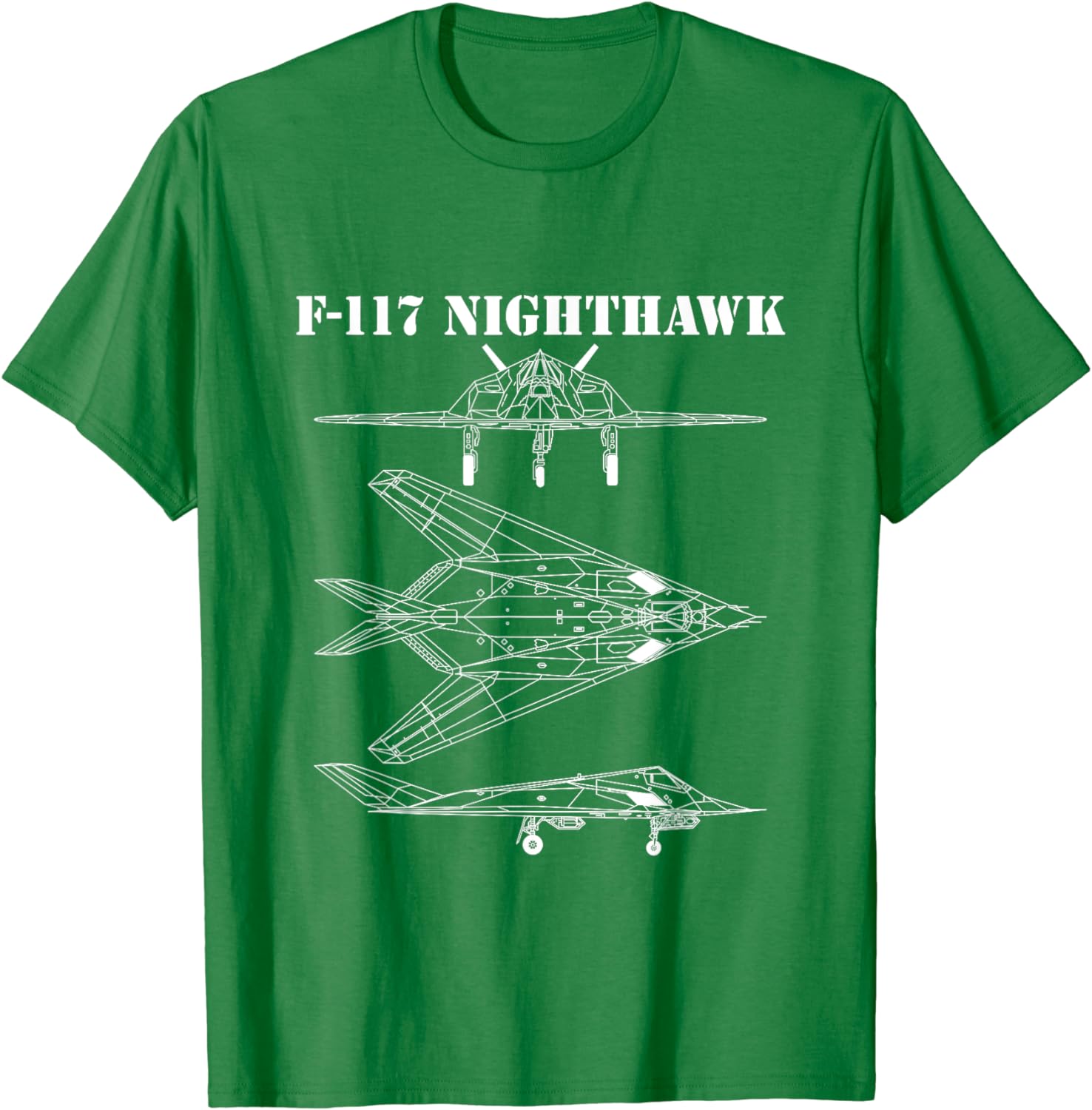 F-117 Stealth Aircraft Nighthawk Schematic Military Jet F117 T-Shirt Short Sleeve Casual Cotton O-Neck Men Shirts S