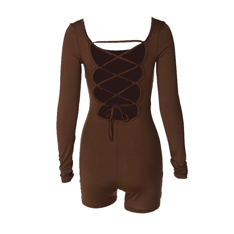 Sommer Langarm Slim Sexy Overalls Damen Body Verband Rückenfrei Lässige Yoga Jumpsuits Damenmode Hohe Taille Elegant Playsuits Outfits 25755