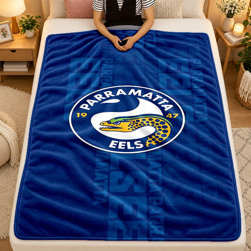 Flannel BlanketParramatta Eels Warm Soft Throw Blanket for Indoor Sofa Bed Living Room Use