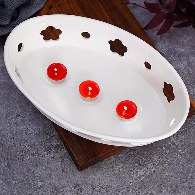 White Ceramic Oval Warming Dish Set