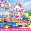 Summer Holiday City House Seaside Villa Building Blocks Apartment Street View Figures Diy Bricks Toys For Kid Girls Friends Gift