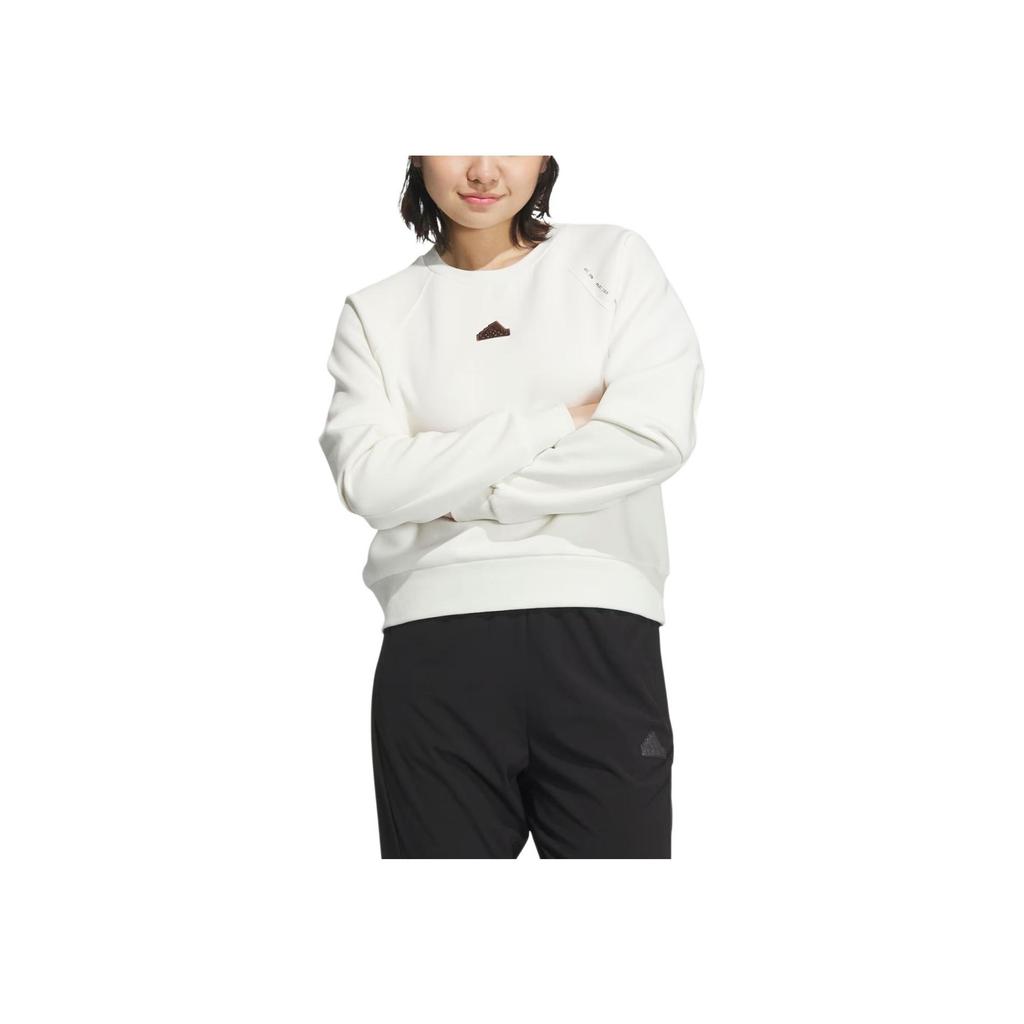 adidas Tech Crewneck Sweatshirt Casual Simple Fashion Round Neck Long Sleeve Women Sweatshirt Han-Jade-White JJ1109