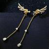 Rhinestone Crystal Angel Wings Tassel Stud Earrings - Fashionable Accessories