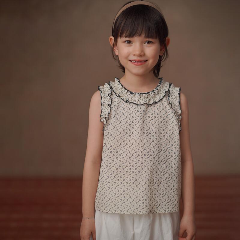 Hachikis Girls  Floral Sleeveless Cotton Blouse 130