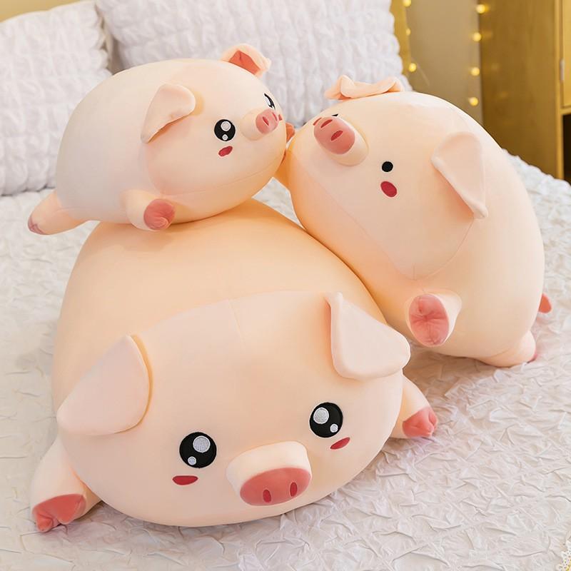 Super Soft Plush Pig Pillow Toy Office Nap Cute Animal Stuffed Doll 40-80cm Size Short Fleece Feather Cotton Fill