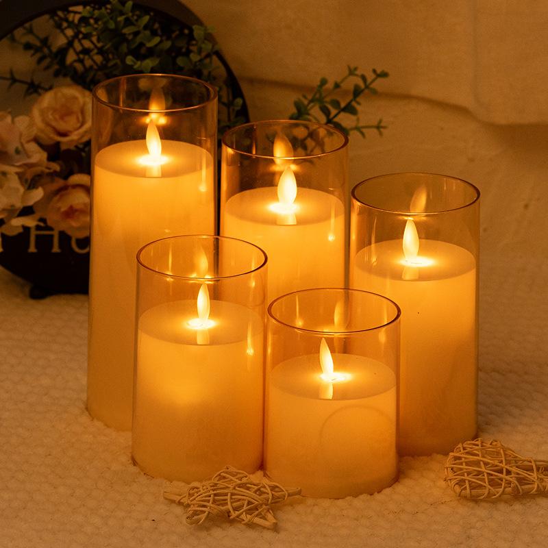 LED Electronic Candle Imitation Swing Acrylic Glass Wax Candle for Christmas, Birthday, Wedding Atmosphere Decoration