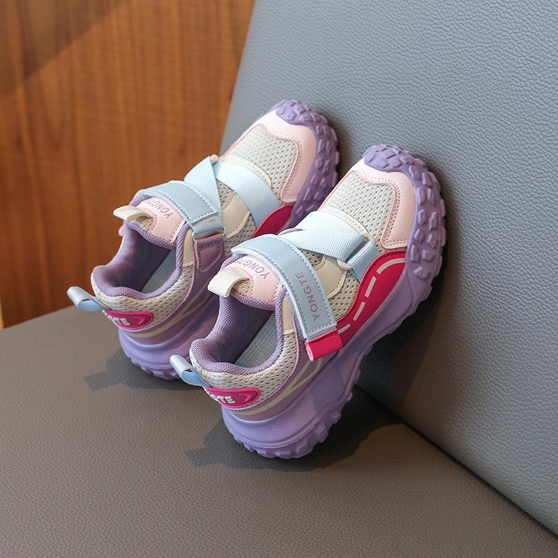 Girls shoes 2025 new early autumn children's mesh Velcro dad shoes girls breathable sports mesh shoes medium and old children