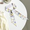 Spring flower print silk scarf women's versatile long strip narrow silk scarf pastoral art diagonal streamer tied bag ribbon
