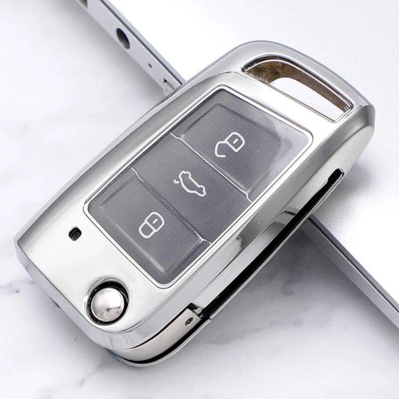 Funda de TPU para llave de coche, Protector de carcasa suave para Volkswagen, VW, Golf 7, MK7, Tiguan, Skoda Octavia, kodioq, Karoq