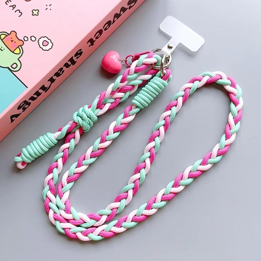 Braided Chain Mobile Phone Crossbody Lanyard Anti-lost Heart Crossbody Phone Strap