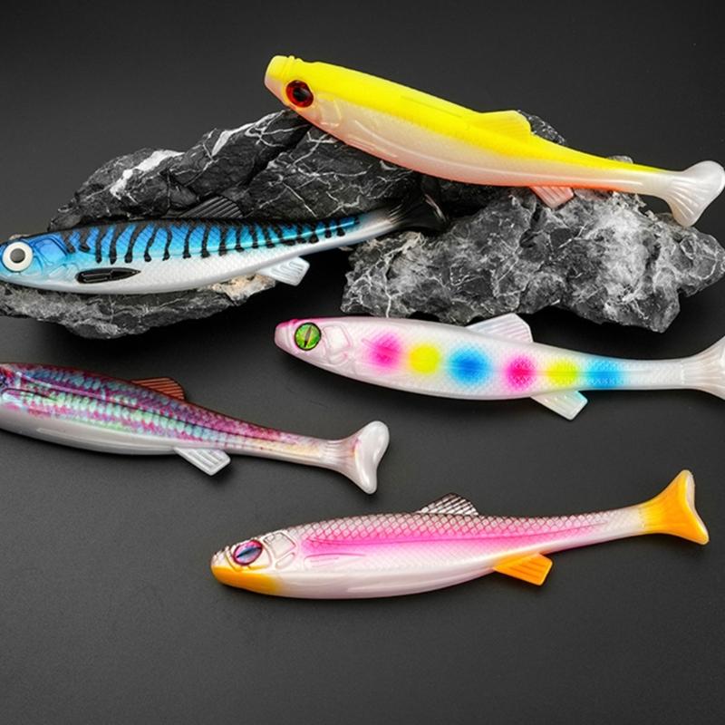 190mm 63g Soft Fishing Lures with T Shape Tail, Simulation Fishing Swimbaits Artificial Baits Slow Sinking Fish Lures
