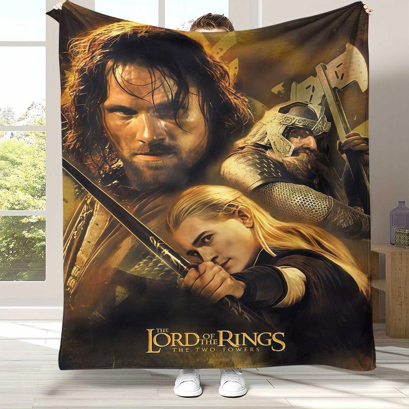 Retro L-Lord of The Rings H-Hobbit Flannel Blanket,Ultra Soft Warm Plush Throw for Home Bedroom Bed Sofa Cover Office Picnic