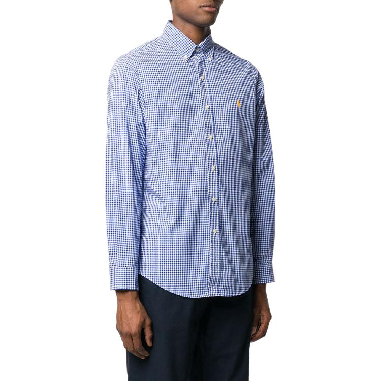 Polo Ralph Lauren Logo Embroidered Plaid Print Long Sleeve Shirt Men shirts Blue 710794610-001