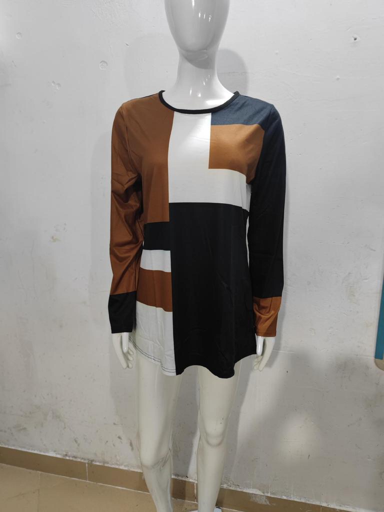 Women's Round Neck Long Sleeve Printed T-Shirt