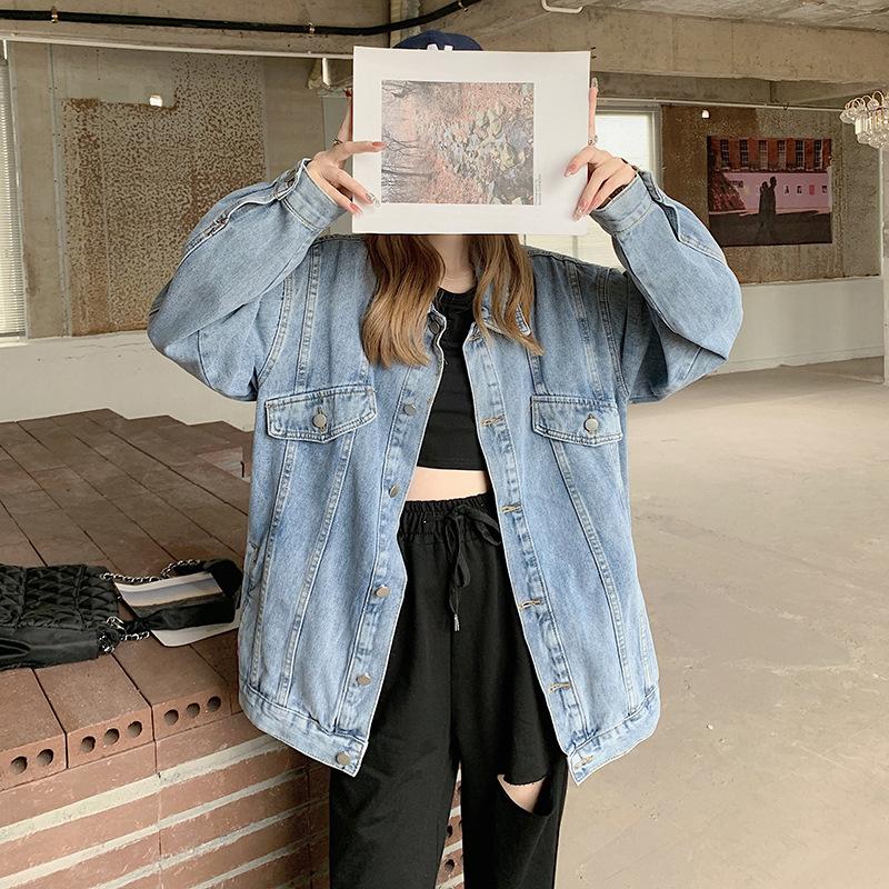 Spring and Autumn Women's Plus Size Fashion Trend Denim Jacket Loose Vintage Jacket
