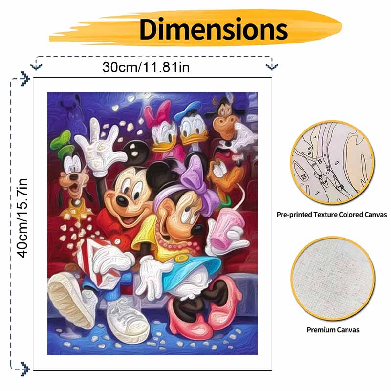 Disney Mickey Minnie Movie Theater Paint By Number Kit Number Drawing Canvas DIY Picture Home Decor Art Wall Painting Crafts Gift