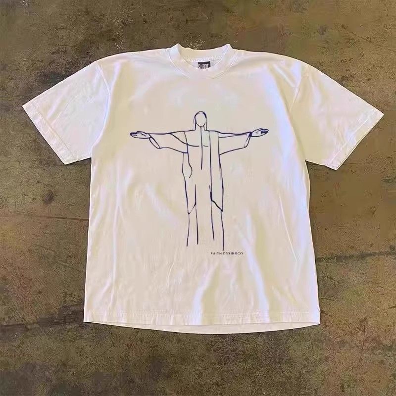 

Make Money for Charity 260G Heavy Weight Pure Cotton! Open Hands American Men and Women Loose Street Style Short Sleeve T-Shirt White S [260g Heavy weight pure cotton]]