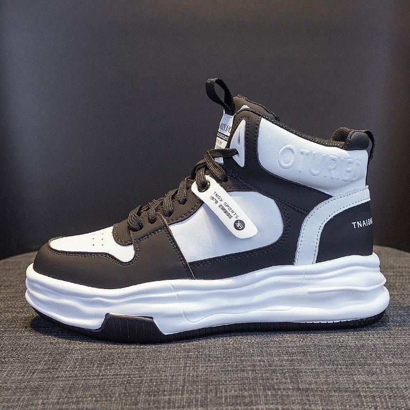 Zapatillas blancas de caña alta con suela gruesa para mujer 2025 - Terciopelo afelpado, estilo deportivo casual que combina con todo para otoño/invierno.