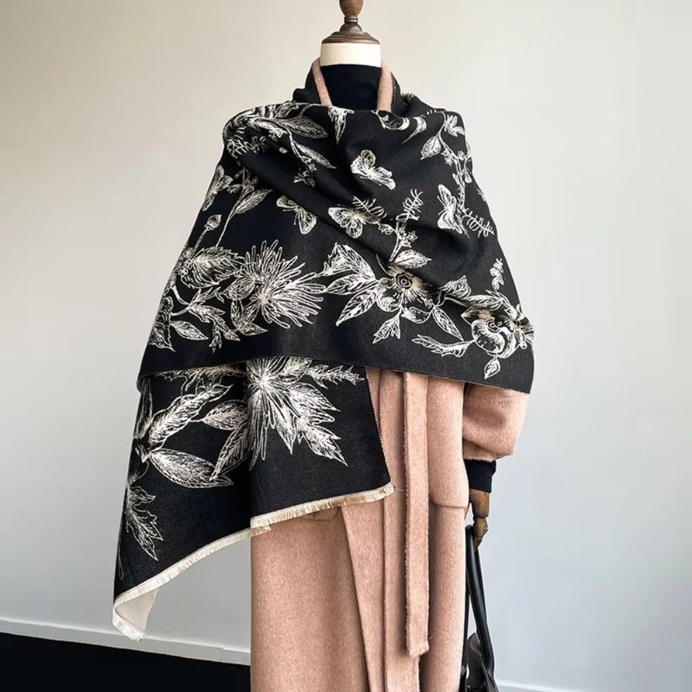 High Quality Two-Sided Design Cashmere Jacquard Scarves Thickened Warm Wrap Shawl Winter Scarves Women