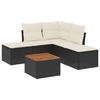 6-teiliges Gartensofa-Set mit Kissen Schwarzes Poly-Rattan