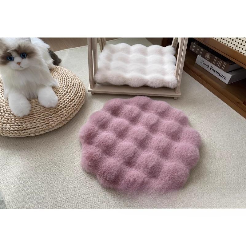Kaninchen Plüsch Katzennest Kissen Hundehütte Schlaf Rundes Sitzkissen Haustierbett Schlaf Wolle Pad Herbst und Winter Warm Katze Bodenmatte