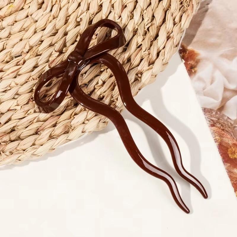 

U-Shaped Bow Hair Stick Fashion Acrylic Hairpin Fashion Hair Clip Comb Bun Sweet Headwear Women Hairstyle Girls Hair Accessories
