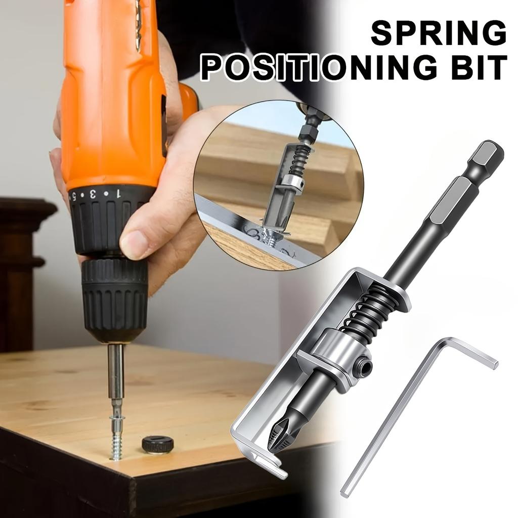 Spring-Loaded Screw Holder Screwdriver Bit with Anti-Drop Clamp, Single-Handed Operation & Ergonomic Locking Mechanism