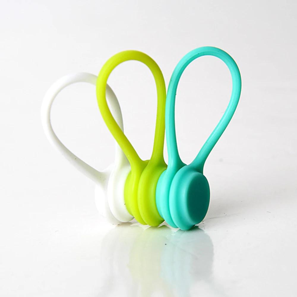 3PCS Soft Silicone Magnetic Cable Winder Organizer Cord Earphone Storage Holder Clips Cable Winder For Earphone For Data Cable