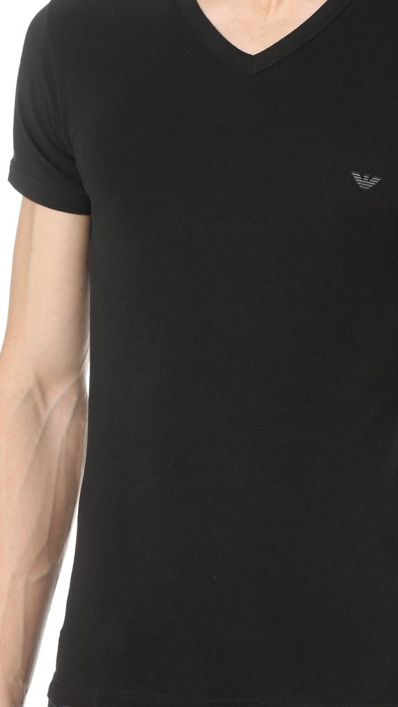 Emporio Armani Men's Cotton Stretch V-Neck Shirt, Black, Medium