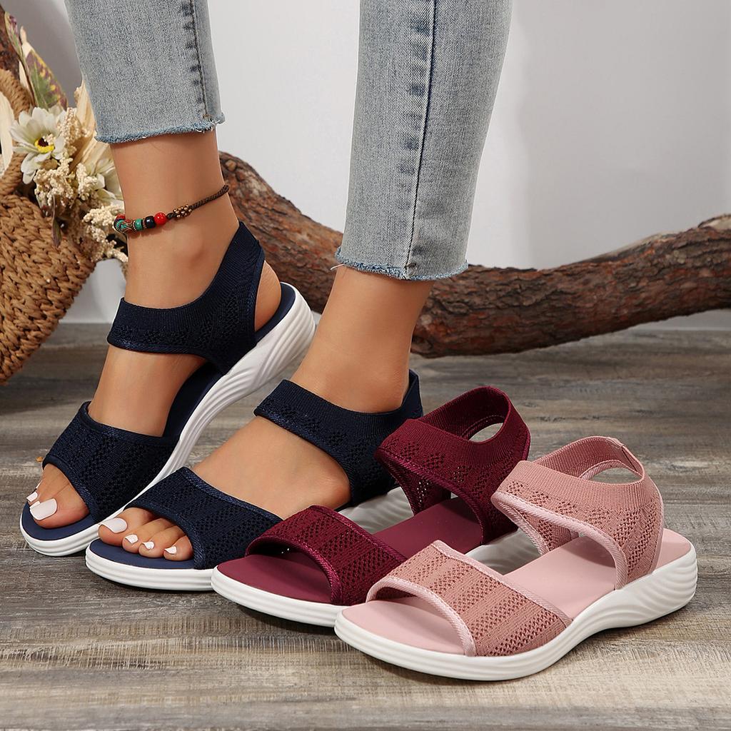 Summer new platform sandals fly-woven breathable casual sandals foot cover foreign trade large size spot women's beach sandals