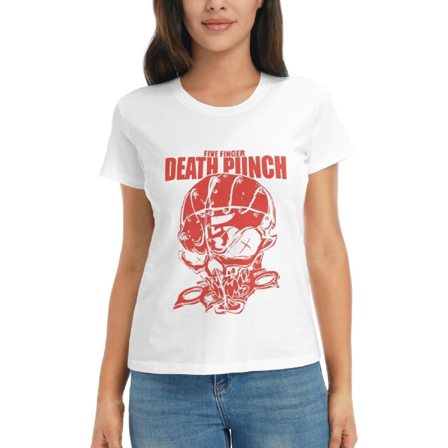 

Agrination Women s T-Shirts Five Finger Death Punch T Shirt Summer Casual Short Crew Short Sleeve Tops Tee(7) XXXXXL білий