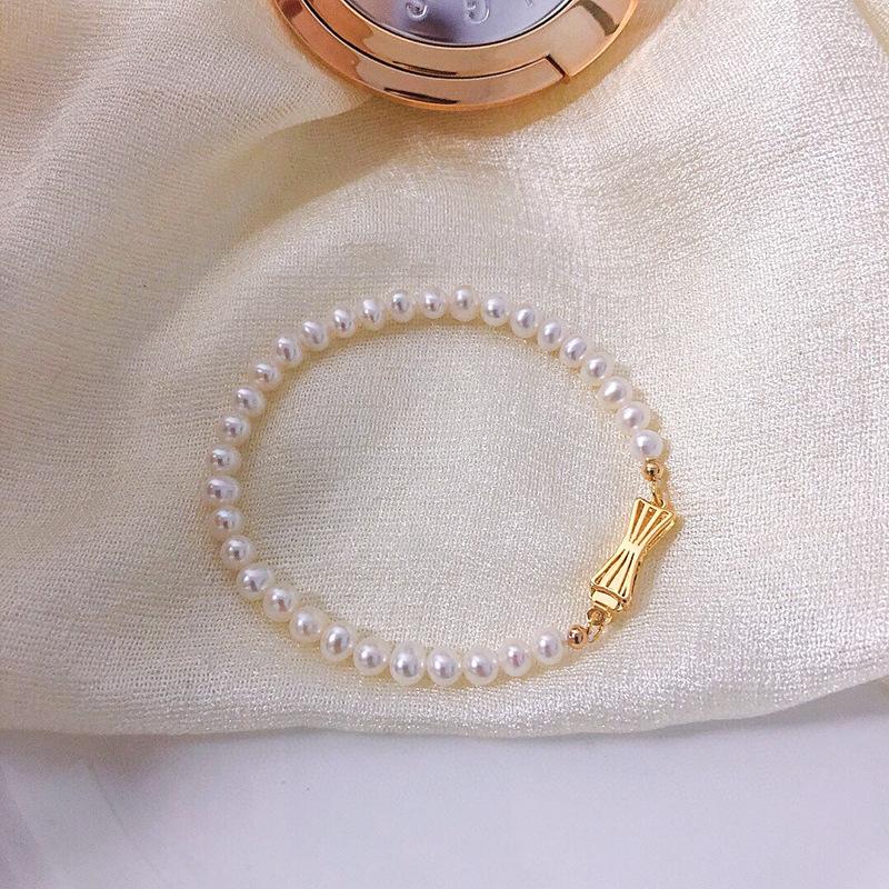Cool sweet style new natural freshwater pearl bracelet, Guochao simple matte bow bracelet light luxury Korean version for women