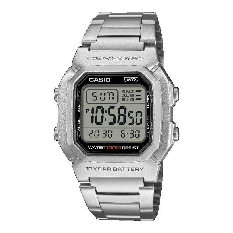 Casio Men s Stainless Steel 100M Water Resistant Alarm Quartz Watch W-800HD-1AV чёрный