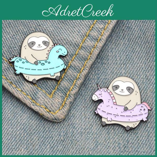Fashion Cartoon New Sloth Enamel Pin Animal Badge Brooch Mint Green Lapel Pin
