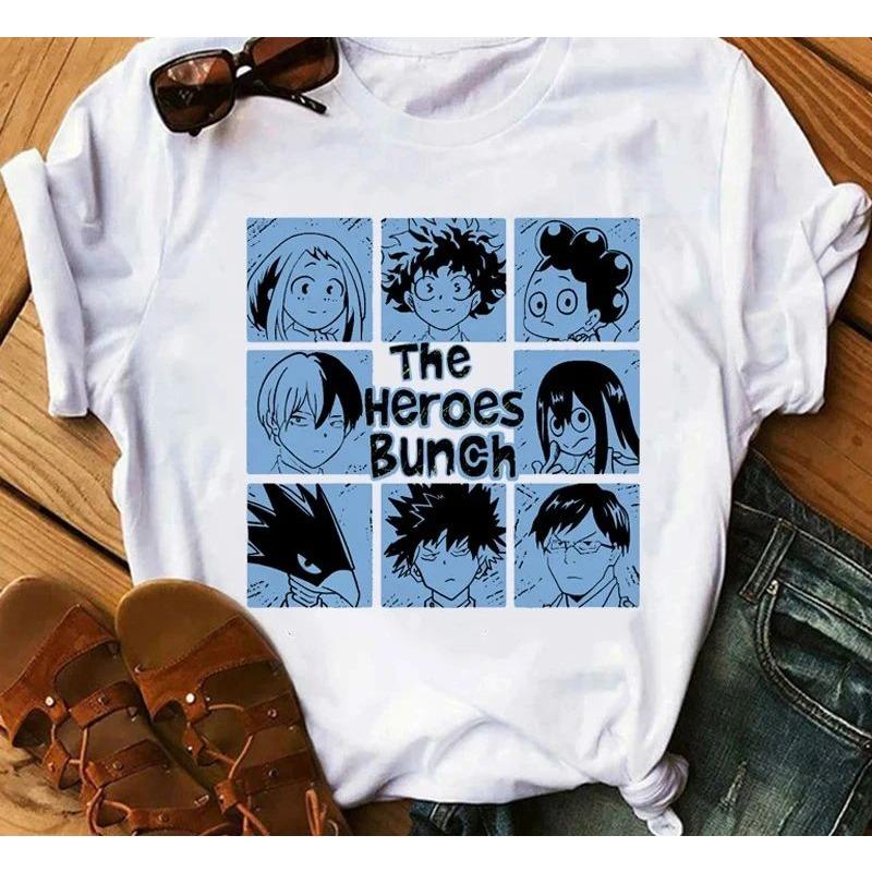 Japanese Anime My Hero Academia Graphic Fun Print T Shirt Fashion Women Retro Cotton T-shirt  Summer Loose Y2K Top T-Shirt