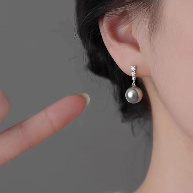 2024 Trendy Women's Shi Jia Pearl Stud Earrings in 925 Sterling Silver - High-End Niche Design