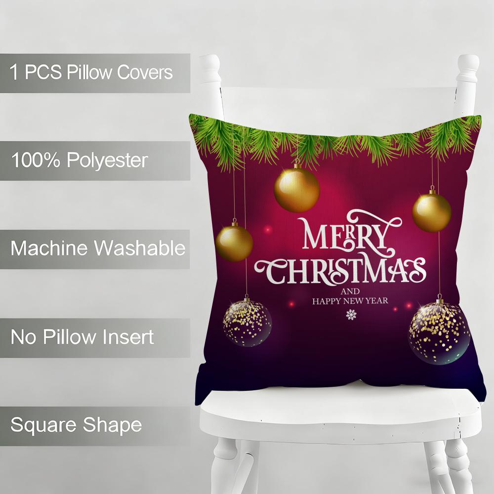 Niedliche Weihnachtselemente Kissenbezug Haushaltsdekoration Leinen Sofakissenbezug: Hautfreundlich & Atmungsaktiv Mit Unsichtbarem Z