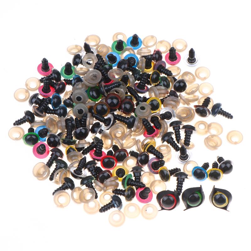 100Pcs 12mm Plastic Eyes for Bear Animal Dolls Safety Type with 50Pairs Suitable for Professional DIY Craft Making