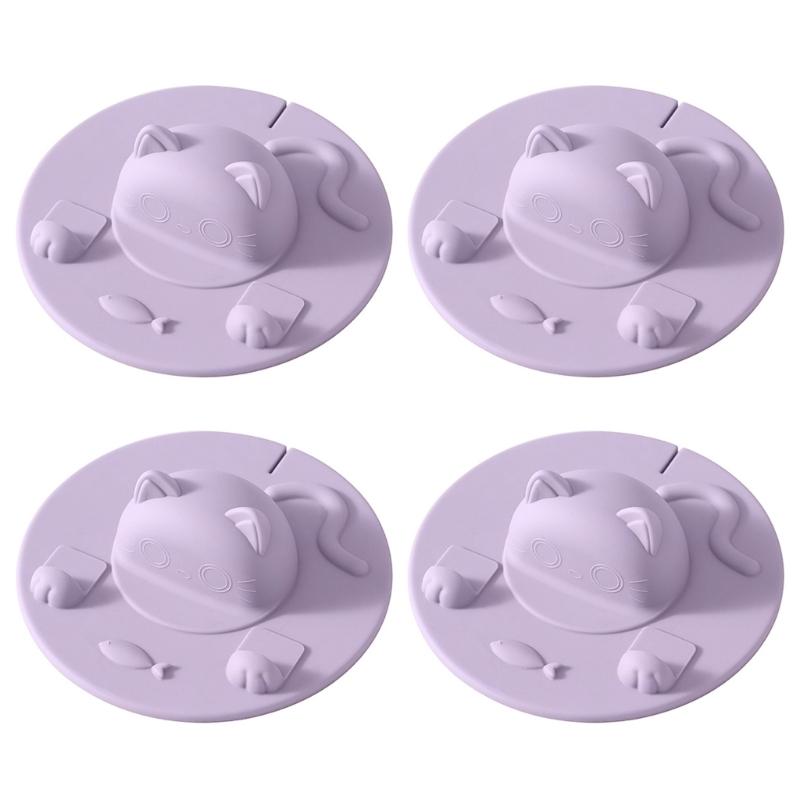 Dustproof Drink Cup Covers Food Grade Silicone Cup Lid Lovely Cats Mug Lid Leakproof Simple Mug Covers