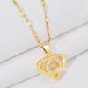 Wind Smart Love Necklace Women'S Fresh Simple Versatile Temperament Slightly Inlaid Pendant