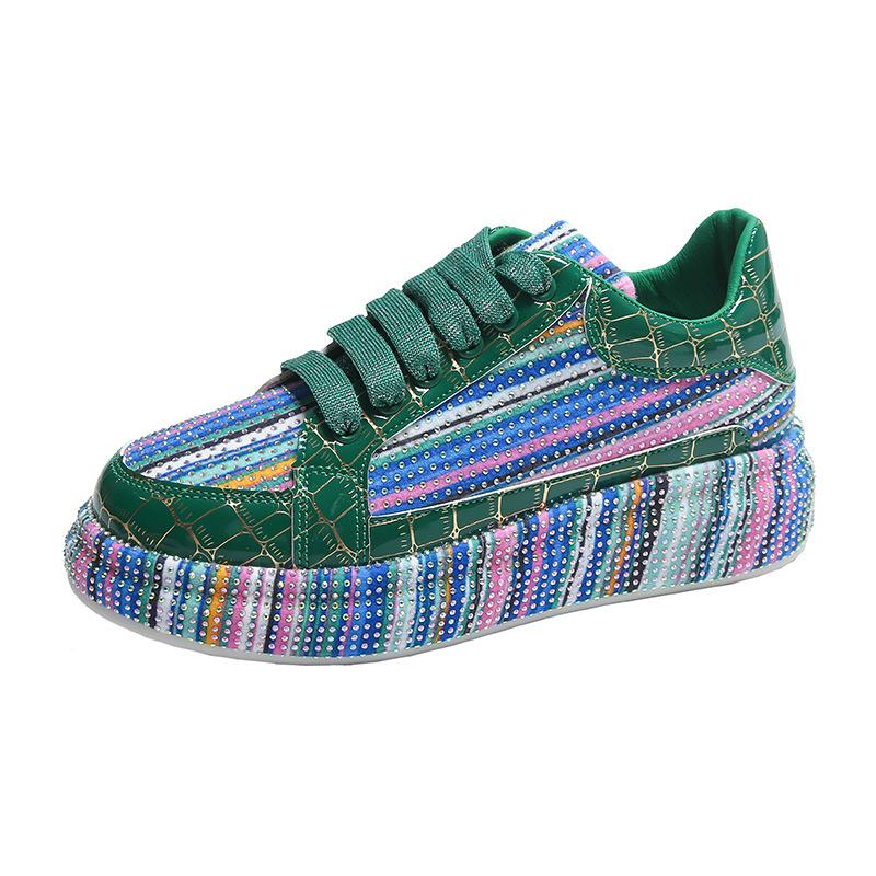 Colorful Starry Sky Rhinestone Sports Shoes for Women Thick Sole Mesh Comfortable Breathable Sports Shoes