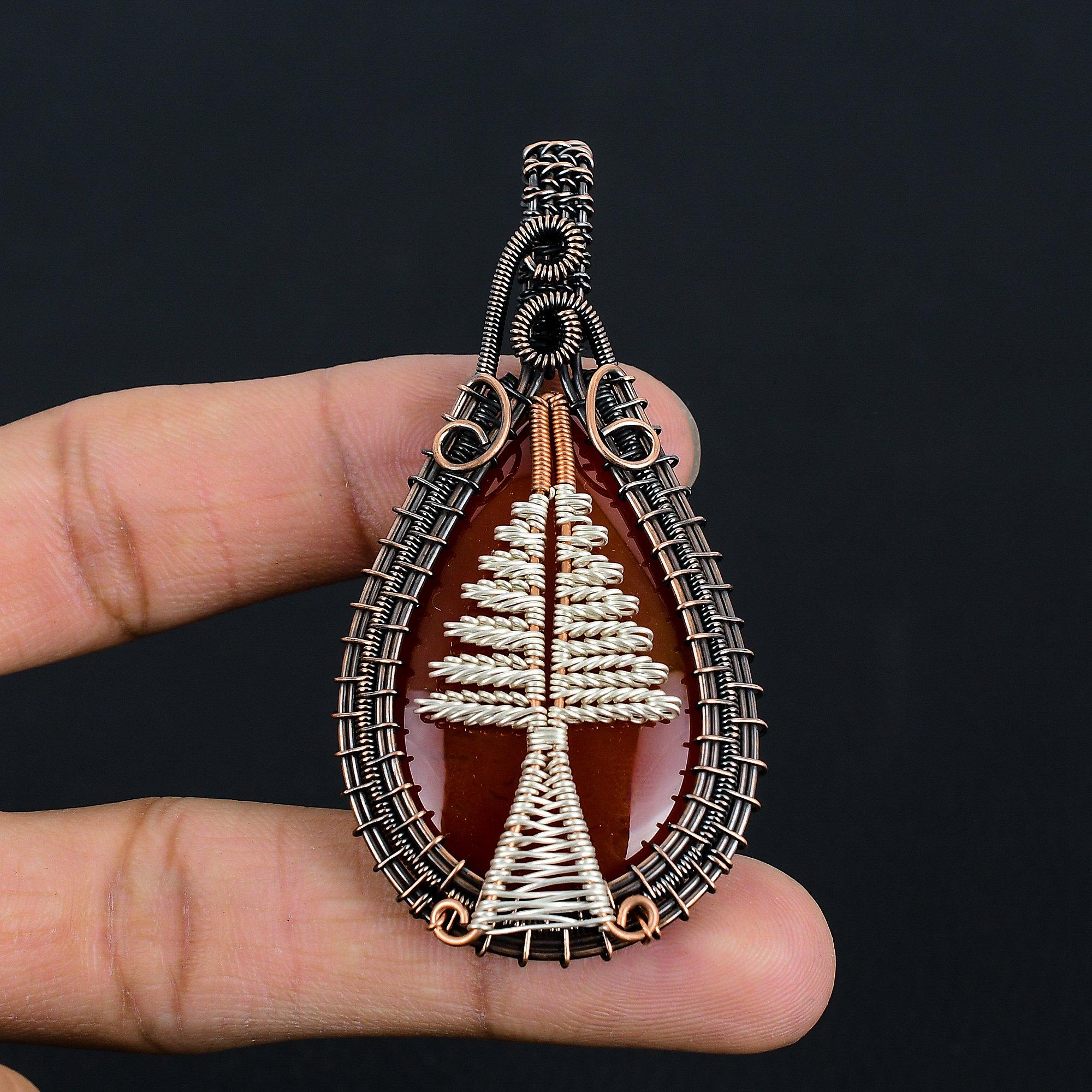 

Carnelian 999 Copper Wire Wrapped Pendant, Handmade Gemstone Pendant Jewelry, Gifts For Wife Brand New Pendant 2.55 Inches
