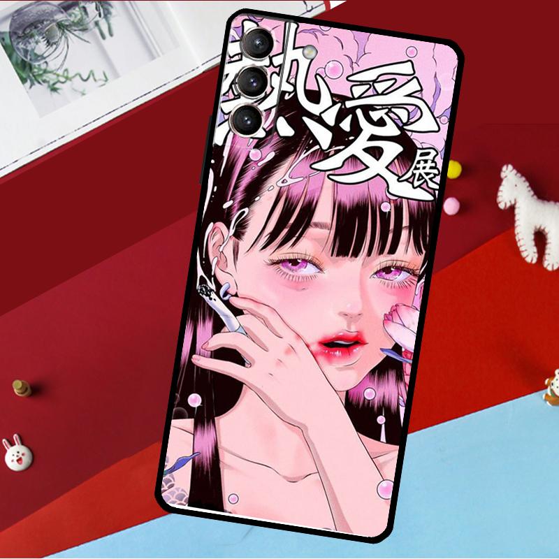 Cartoon Girl Aesthetic Funda For Samsung Galaxy S26 S25 S24 S22 S23 Ultra Plus S20 S21 FE S9 S10 S25 FE Phone Case