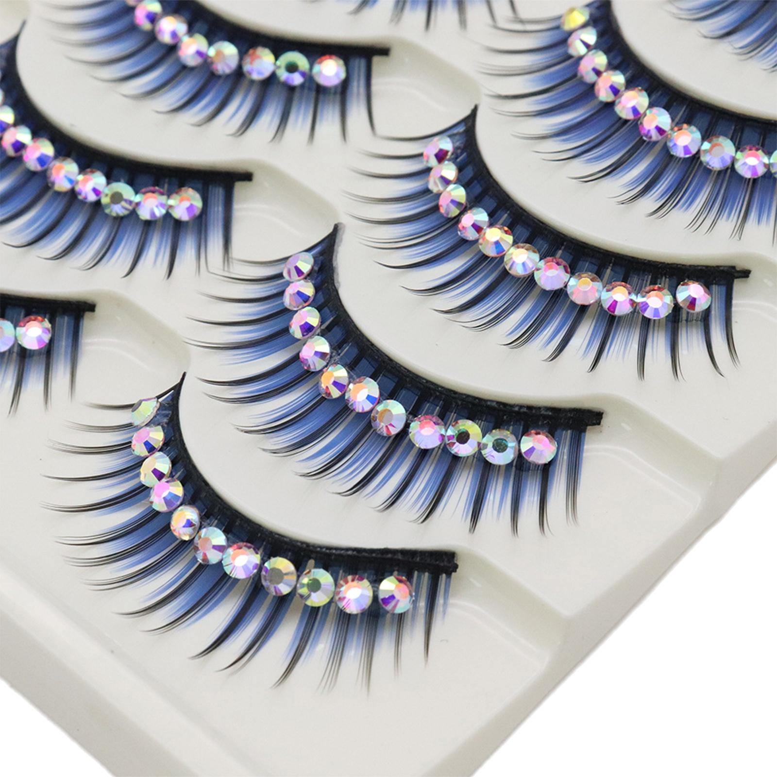 

5 пар страз накладных ресниц цветные ресницы с волокном жесткий стебель для сценического выступления маскарадной вечеринки фотографии One Size