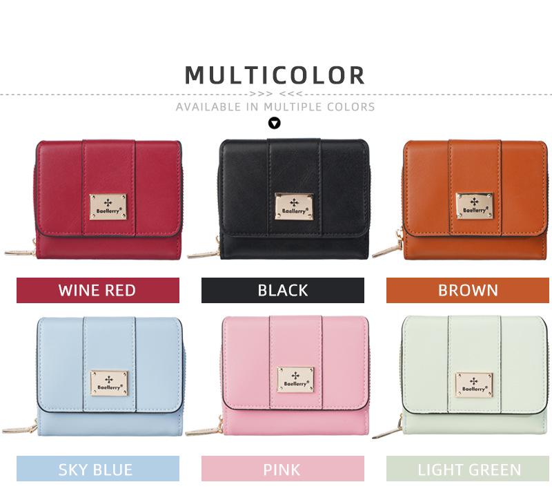Baellerry Women's Short Tri-Fold Wallet with Multiple Card Slots and Coin Purse