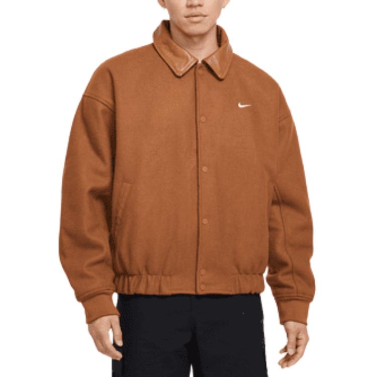 Nike Drop Shoulder Lapel Single-Breasted Long Sleeve Jacket Men Jackets Brown FZ1168-281
